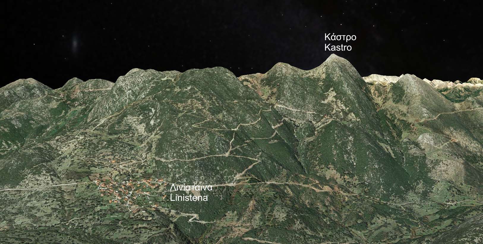 Μίνθη: προοπτικό από τα νότια Μίνθη