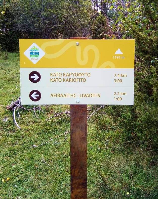 Nestos-Rodopi Trail: Direction board