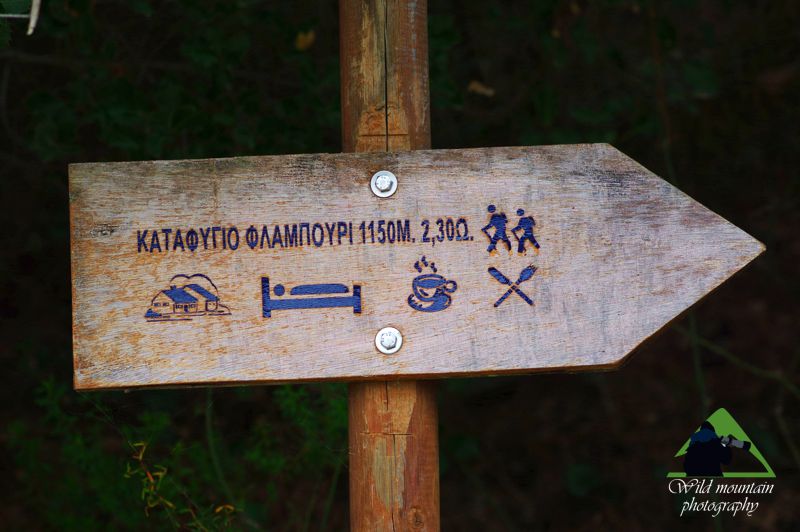 Τα μονοπάτια της Κεντρικής Πάρνηθας, διαδρομή Θρακομακεδόνες-Φλαμπούρι-Θρακομακεδόνες. Πινακίδα κατεύθυνσης στην κάθοδο προς Θρακομακεδόνες Πάρνηθα topoguide