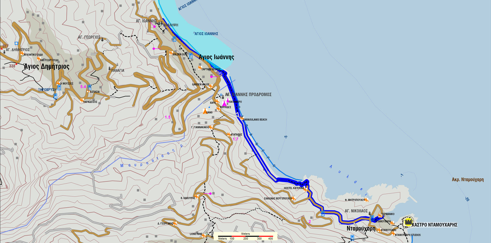 Ανατολικό Πήλιο topoguide: Διαδρομή Νταμούχαρη-Άγιος Ιωάννης